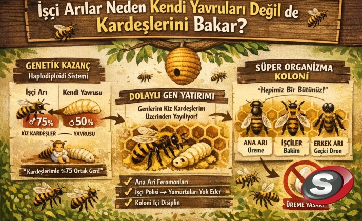 Arı Kovanındaki Genetik Gizem: İşçi Arılar Neden Kendi Yavrularını Değil de Kardeşlerini Büyütür?