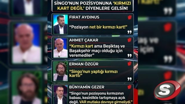 Spor Yorumcularından Singo Kararına Büyük Tepki: "Net Bir Kırmızı Kart!"